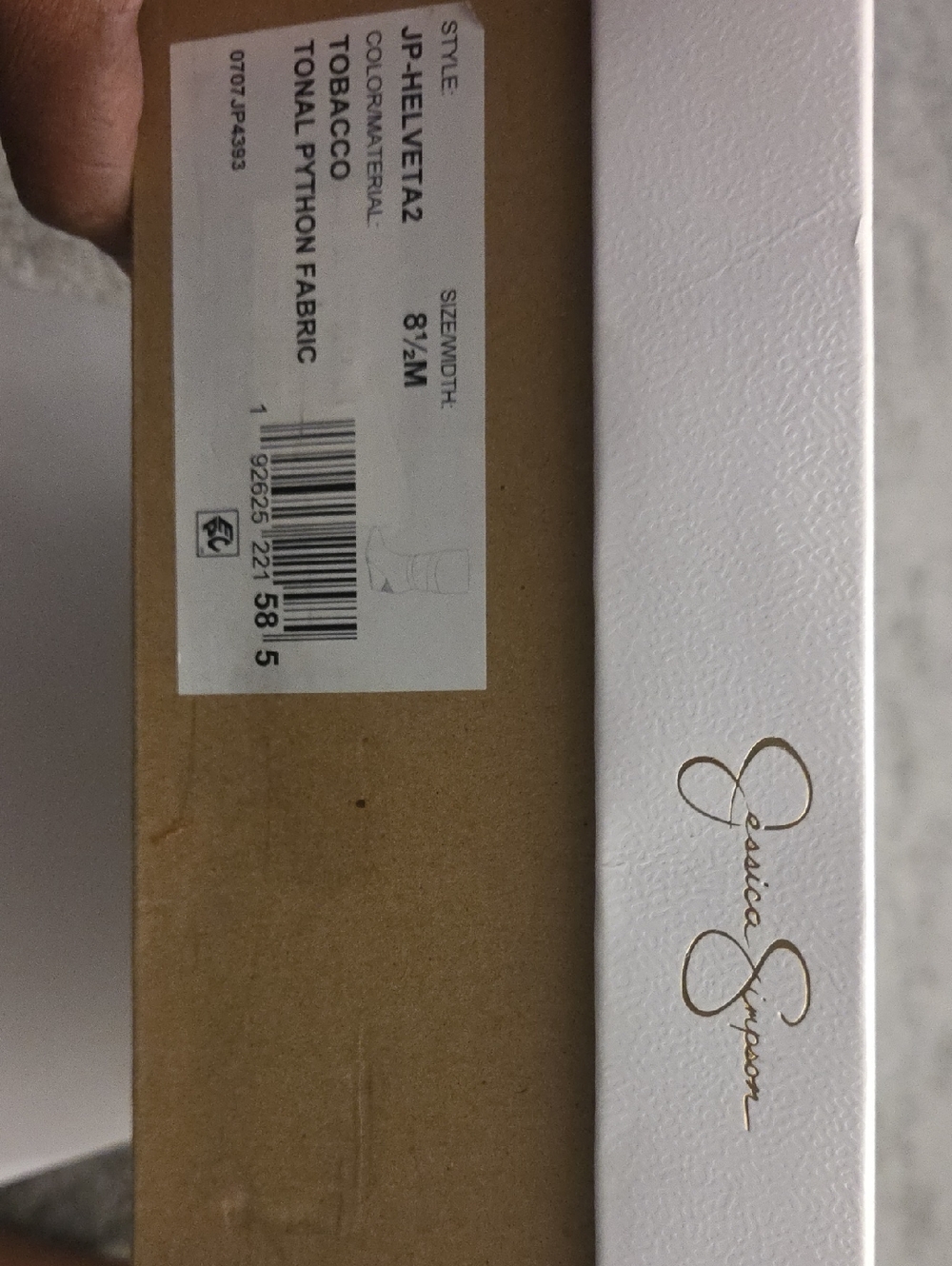Jessica Simpson White Shoe Box with Gold Script Logo